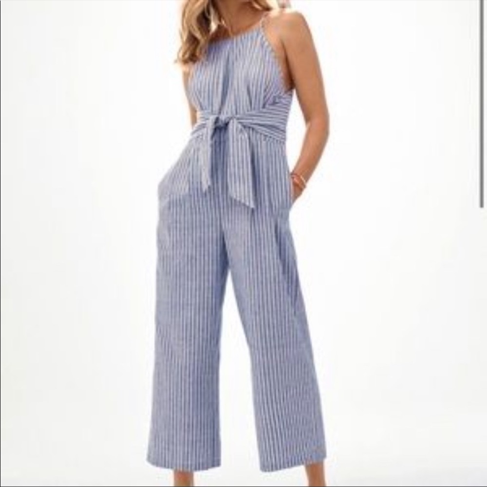 Anthropologie gremlin striped jumpsuit